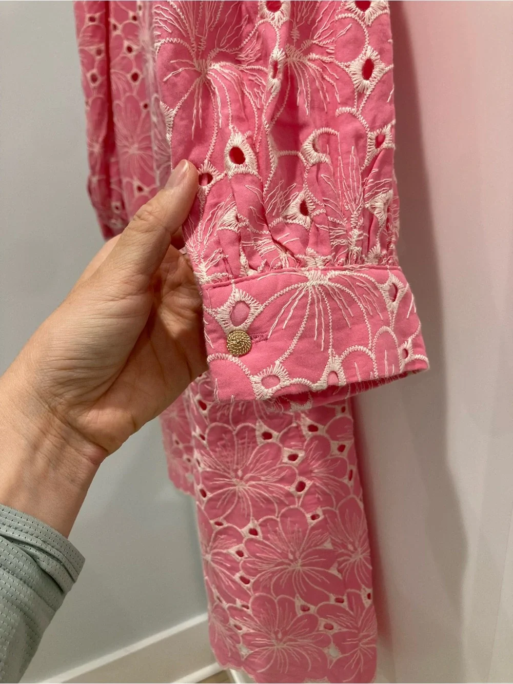 Pomander Place pink embroidered